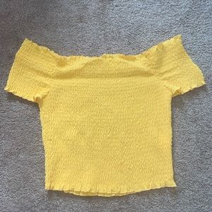 off the shoulder, smocked top (pacsun)